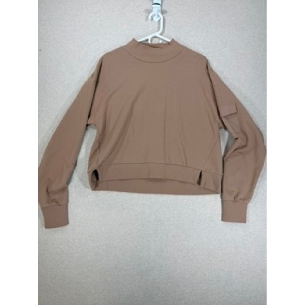 All in Motion Sweatshirt Women L Mauve Excellent Mock Neck Cargo Pocket Pullover